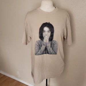 Vintage 00's Bjork Classic Crewneck T-Shirt Adult Size Large Anvil Tan Color.